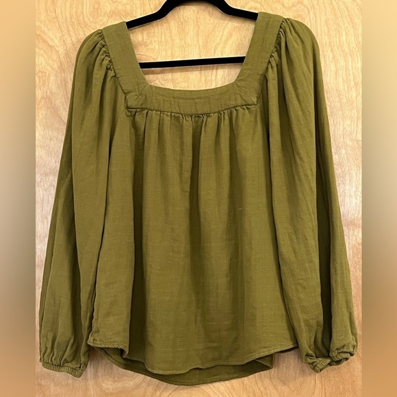 Sonoma Green Smocked Long Sleeve Blouse L - Picture 3 of 5